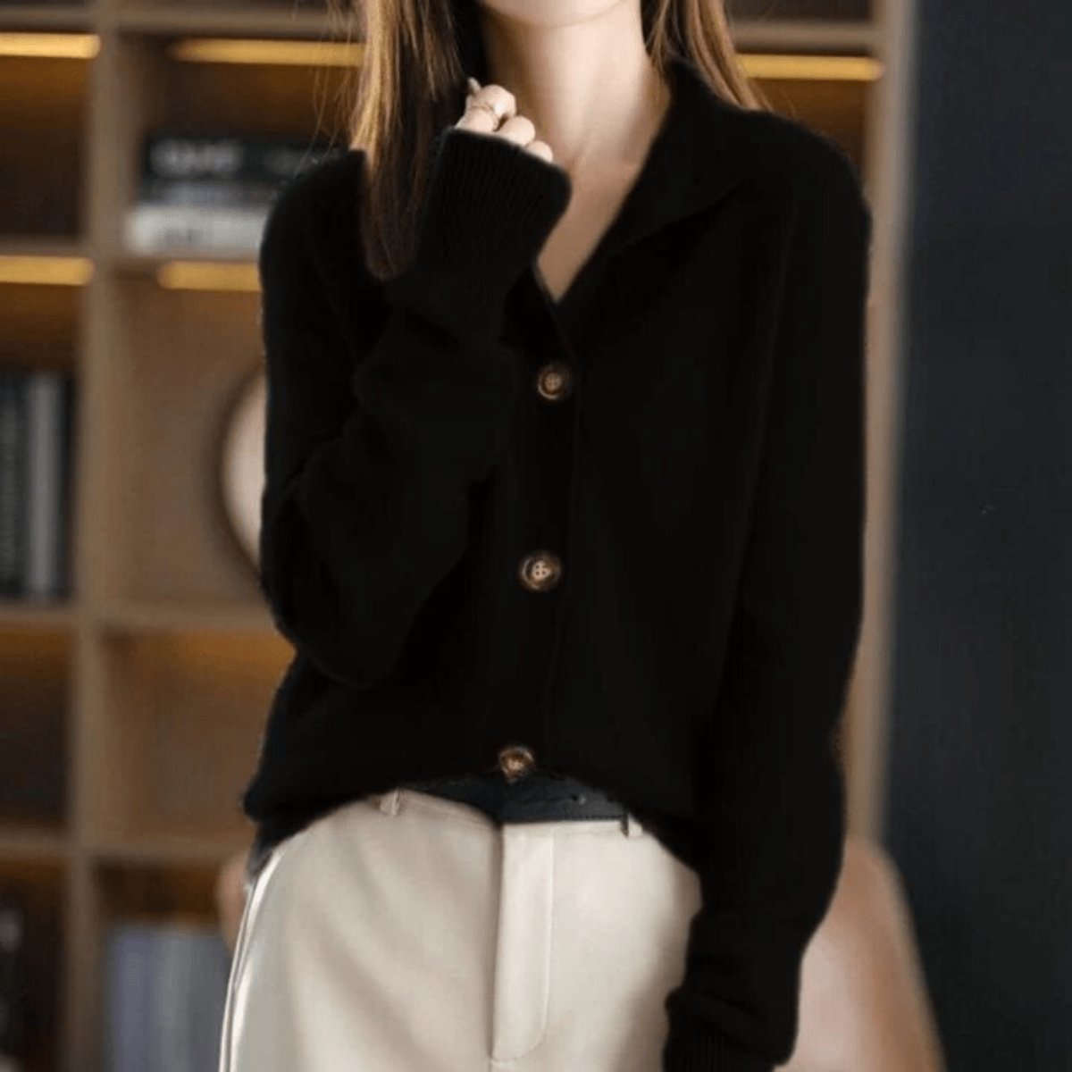 Primrose | Women's Cashmere Feel Cardigan - Black