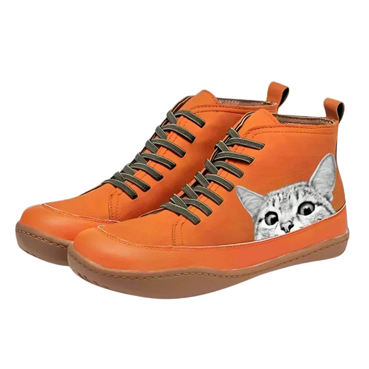 Patricia | Women's Leather Look Ankle Boots - Orange