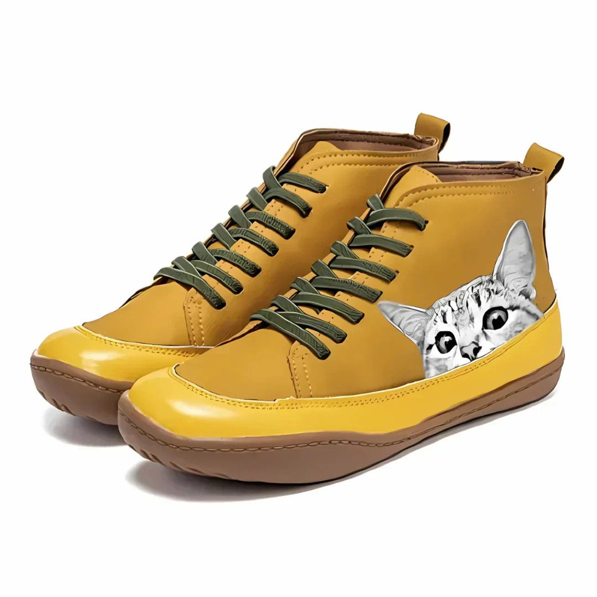 Patricia | Women's Leather Look Ankle Boots - Yellow