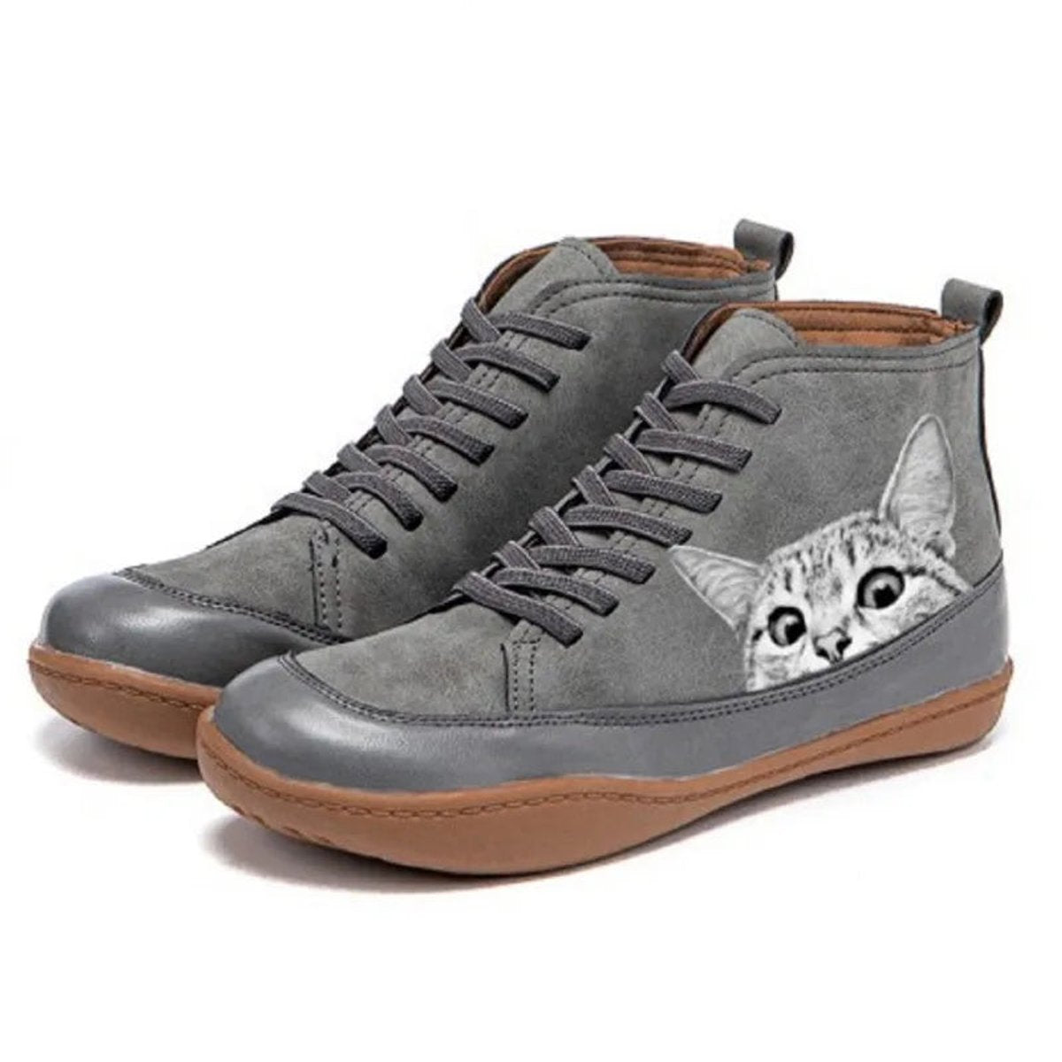 Patricia | Women's Leather Look Ankle Boots - Grey