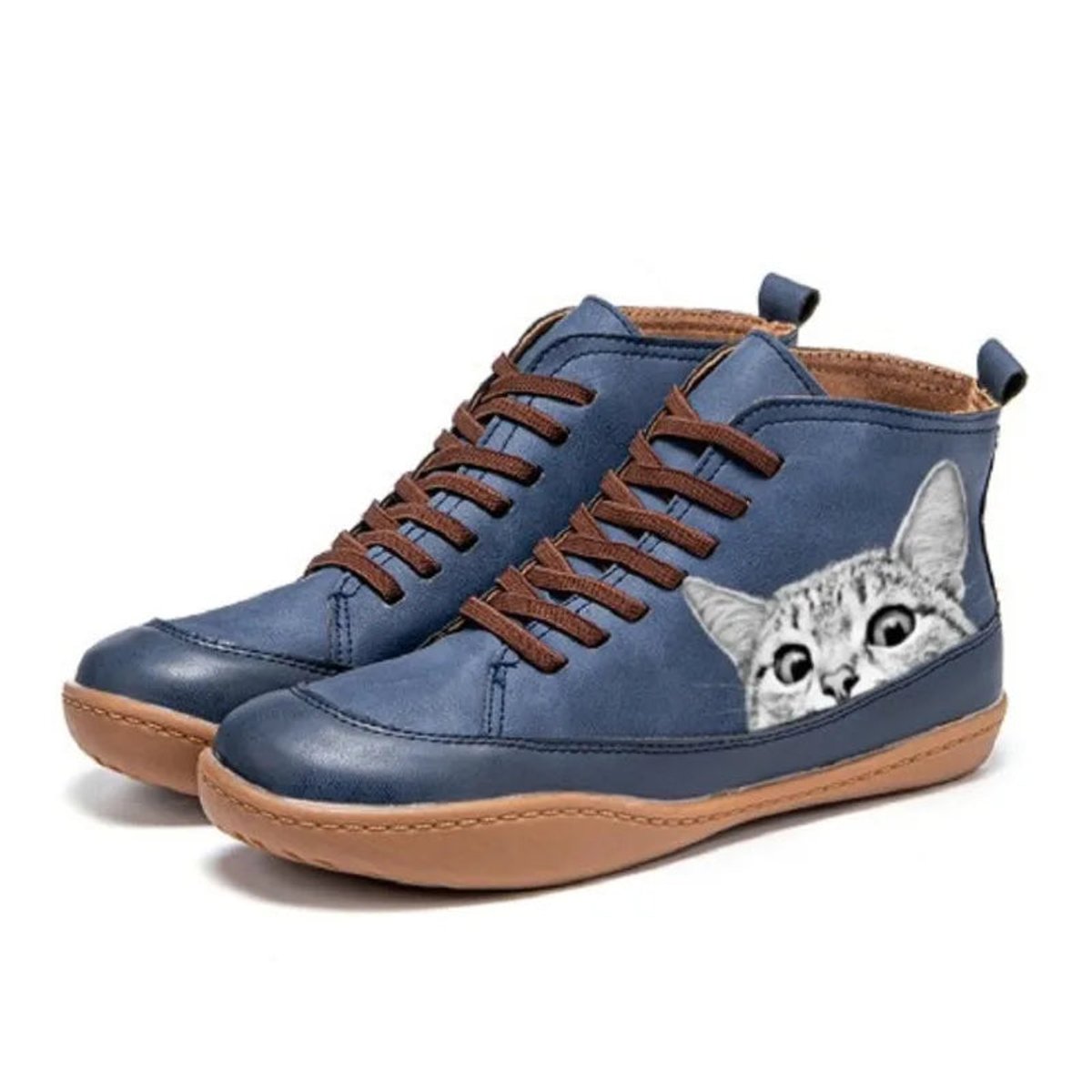Patricia | Women's Leather Look Ankle Boots - Blue