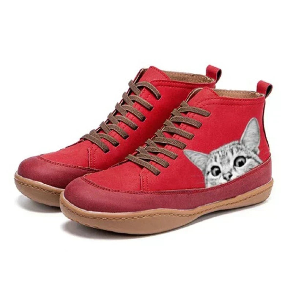 Patricia | Women's Leather Look Ankle Boots - Red