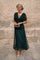 Natalie | Women's Ruched Chiffon V Neck Cocktail Dress - Bottle Green