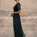 Natalie | Women's Ruched Chiffon V Neck Cocktail Dress