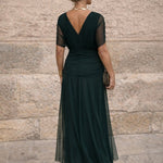 Natalie | Women's Ruched Chiffon V Neck Cocktail Dress