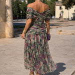 Natalie | Women's Ruched Chiffon V Neck Cocktail Dress - Night Brown