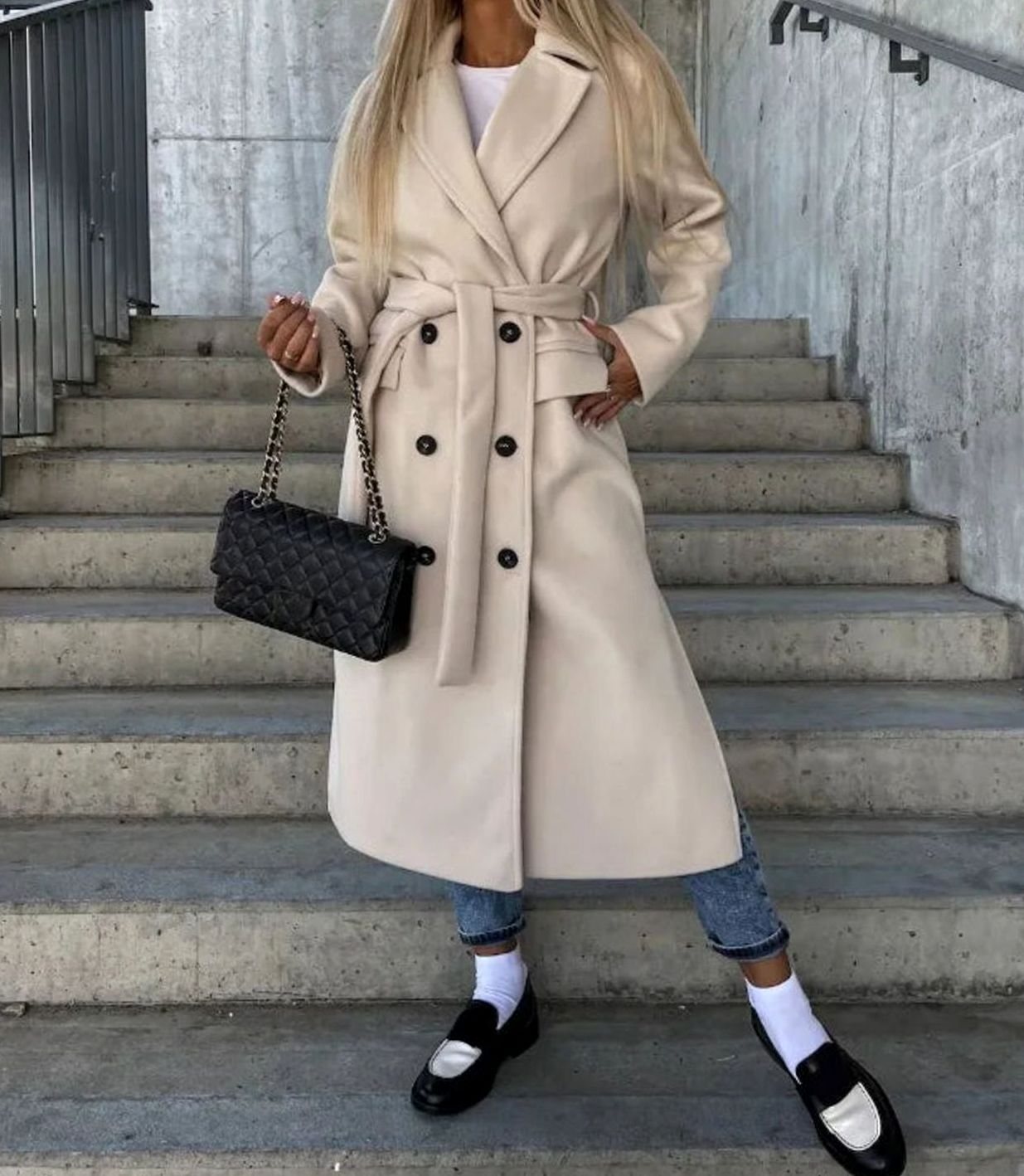 Georgina | Women's Double Breasted Longline Trench Coat - Light Brown
