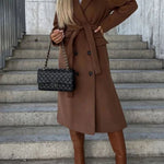 Georgina | Women's Double Breasted Longline Trench Coat - Brown