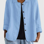Anna | Women's Long Sleeve Oversized Button Front Coat - Light Blue