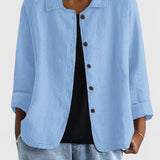 Anna | Women's Long Sleeve Oversized Button Front Coat - Light Blue