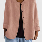 Anna | Women's Long Sleeve Oversized Button Front Coat - Pink