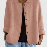 Anna | Women's Long Sleeve Oversized Button Front Coat - Pink