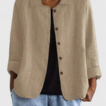 Anna | Women's Long Sleeve Oversized Button Front Coat - Khaki