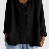 Anna | Women's Long Sleeve Oversized Button Front Coat - Black