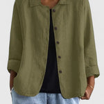 Anna | Women's Long Sleeve Oversized Button Front Coat - Olive