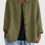 Anna | Women's Long Sleeve Oversized Button Front Coat - Olive