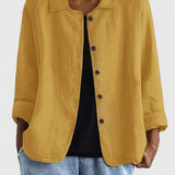 Anna | Women's Long Sleeve Oversized Button Front Coat - Yellow
