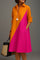 Emily | Women's Colour Block Midi Dress - Orange & Pink