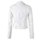Heather | Women's Faux Leather Cropped Moto Biker Jacket - White