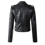 Heather | Women's Faux Leather Cropped Moto Biker Jacket