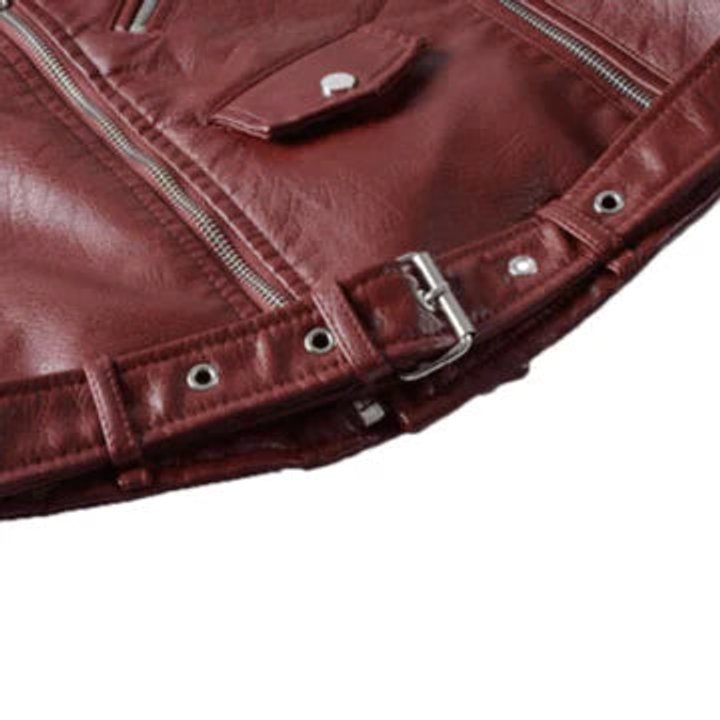 Heather | Women's Faux Leather Cropped Moto Biker Jacket