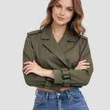 Quinn | Women's Double Breasted Belted Cropped Trench Coat