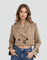 Quinn | Women's Double Breasted Belted Cropped Trench Coat - Khaki