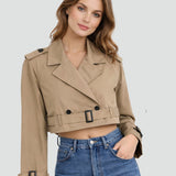 Quinn | Women's Double Breasted Belted Cropped Trench Coat