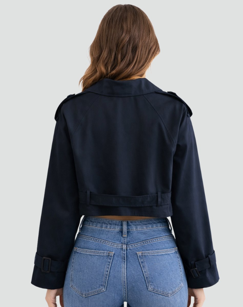 Quinn | Women's Double Breasted Belted Cropped Trench Coat