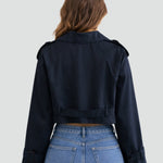 Quinn | Women's Double Breasted Belted Cropped Trench Coat