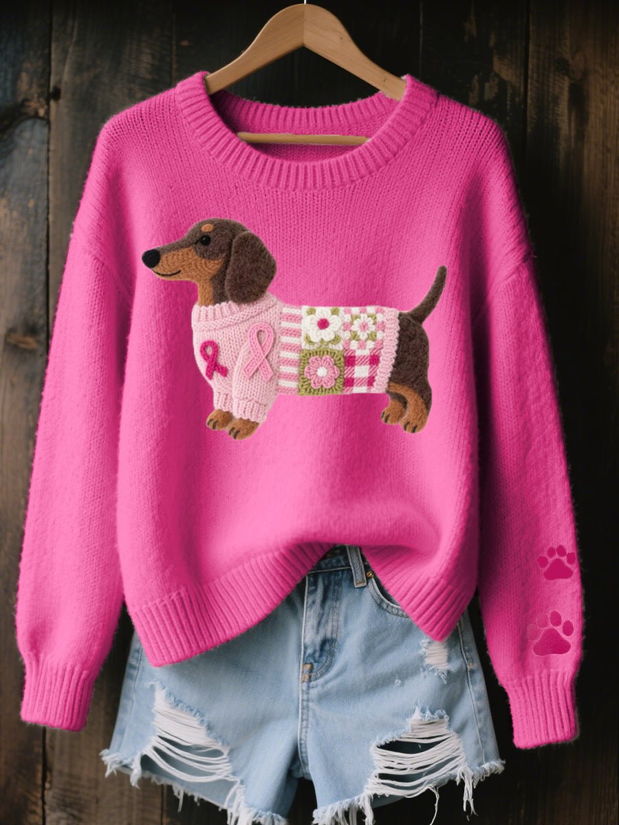 Bertha | Women's Oversized Relaxed Fit Patchwork Jumper - Dark Pink