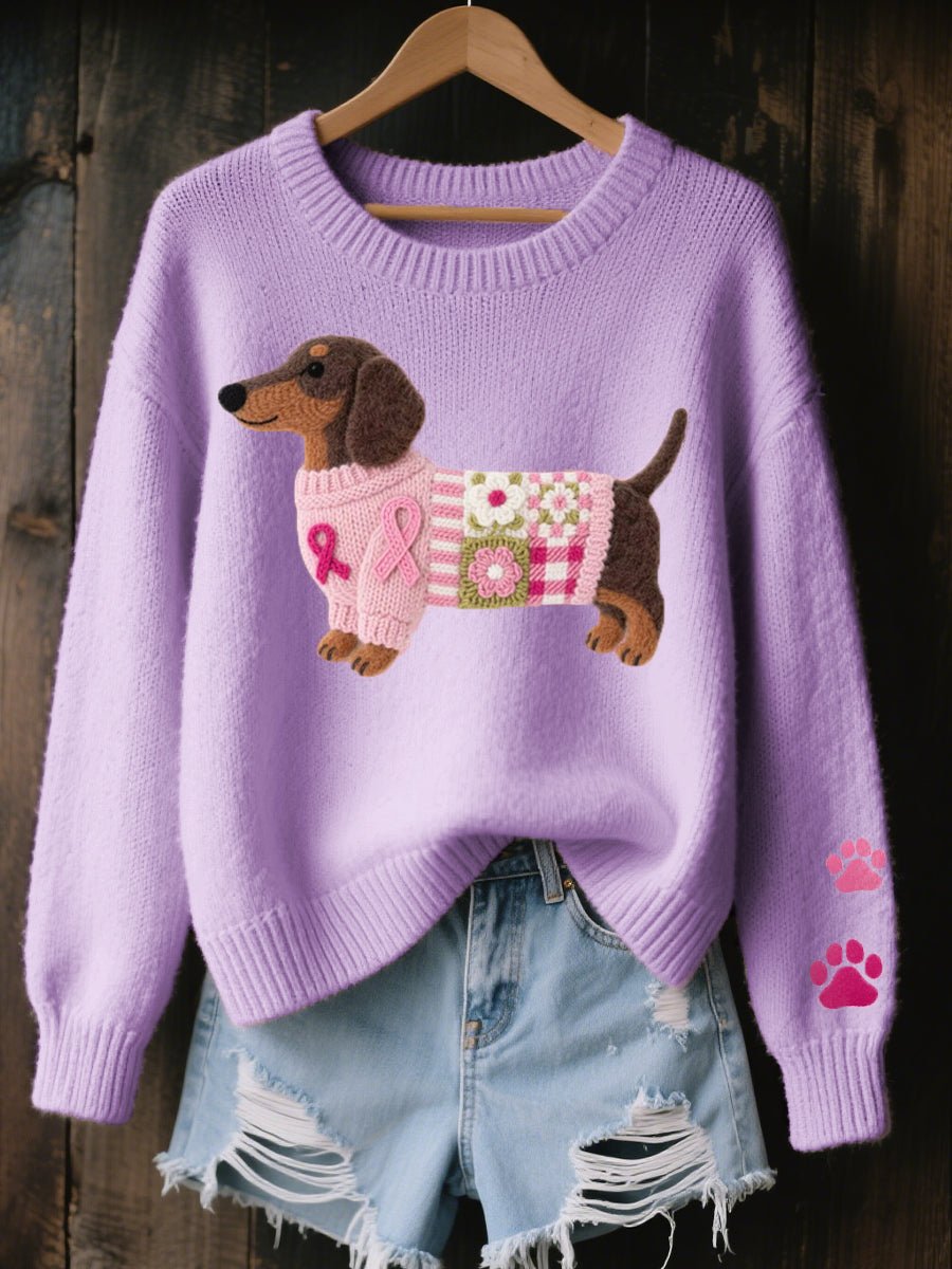 Bertha | Women's Oversized Relaxed Fit Patchwork Jumper - Lilac