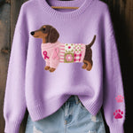 Bertha | Women's Oversized Relaxed Fit Patchwork Jumper - Lilac