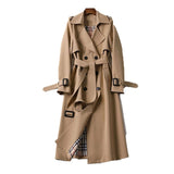 Rachel | Women's Double Breasted Belted Longline Trench Coat - Beige