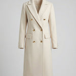 Agatha | Women's Double Breasted Longline Overcoat - Beige
