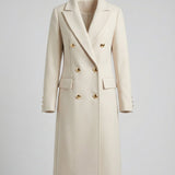 Agatha | Women's Double Breasted Longline Overcoat - Beige