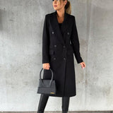 Agatha | Women's Double Breasted Longline Overcoat - Black