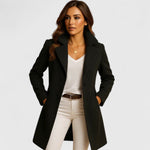 Beatrice | Women's Single Breasted Overcoat - Black