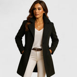 Beatrice | Women's Single Breasted Overcoat - Black