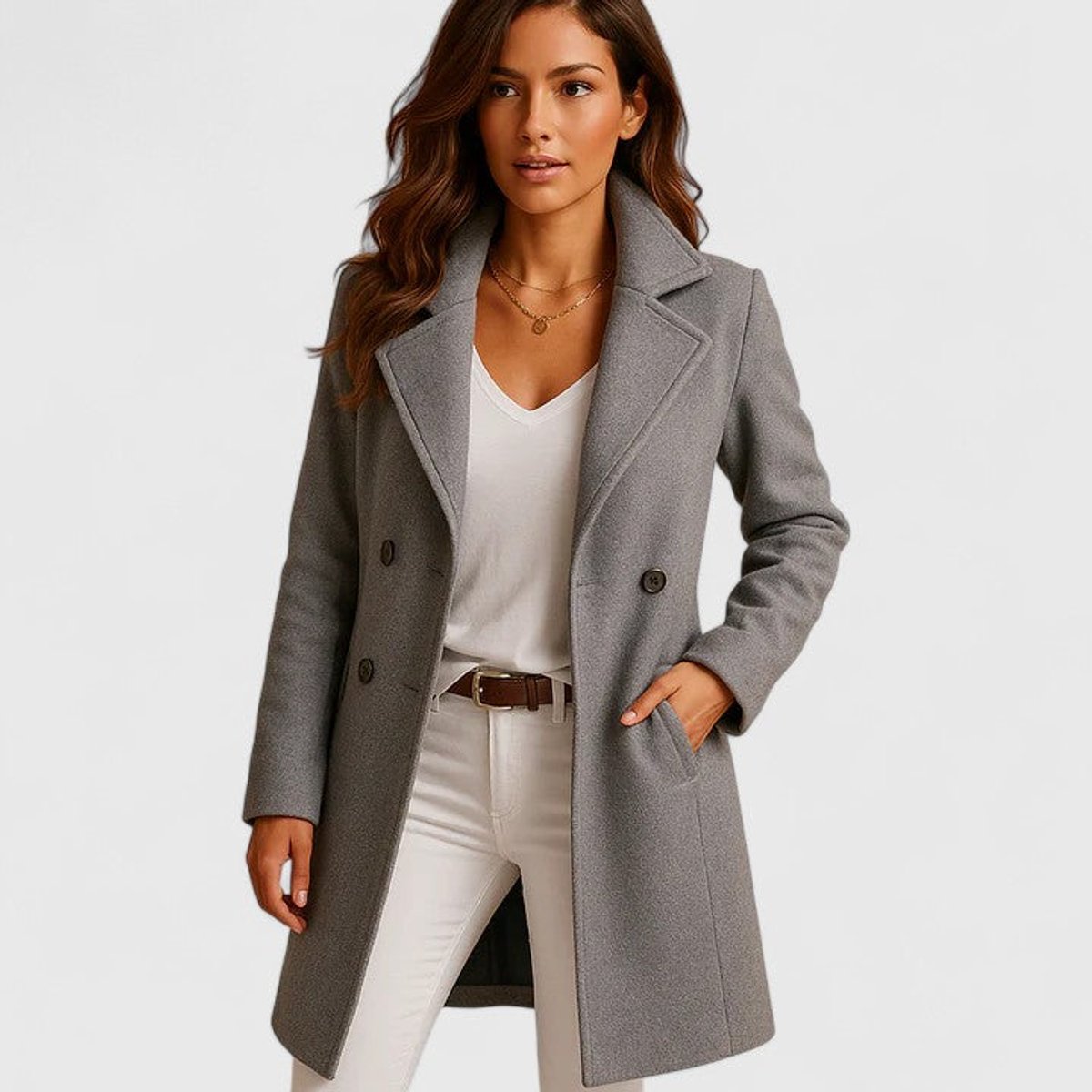 Beatrice | Women's Single Breasted Overcoat - Grey