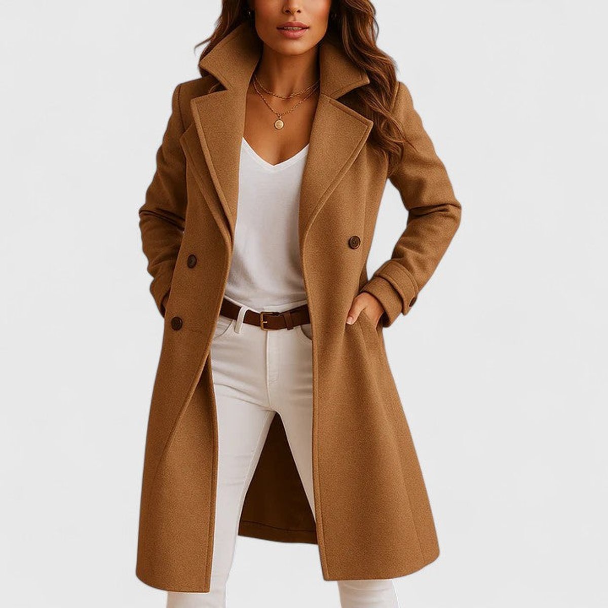 Beatrice | Women's Single Breasted Overcoat - Camel