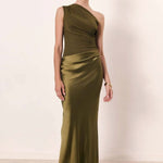 Doreen | Women's One Shoulder Satin Maxi Wedding Guest Dress