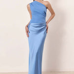 Doreen | Women's One Shoulder Satin Maxi Wedding Guest Dress