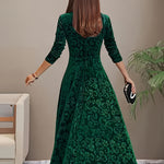 Lily | Women's Floral Velvet Square Neck Midi Dress