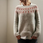 Aileen | Women's Fair Isle Crew Neck Relaxed Fit Jumper - Grey