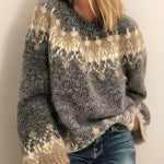 Harriet | Women's Fair Isle Jumper - Light Grey