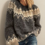 Harriet | Women's Fair Isle Jumper - Dark Grey