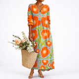 Alma | Women's Floral V Neck Maxi Wedding Guest Dress - Multicolour