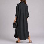 Marina | Women's Oversized Linen Look Wedding Guest Dress - Black