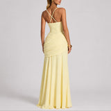 Caitlin | Women's Ruched Square Neck Maxi Wedding Guest Dress